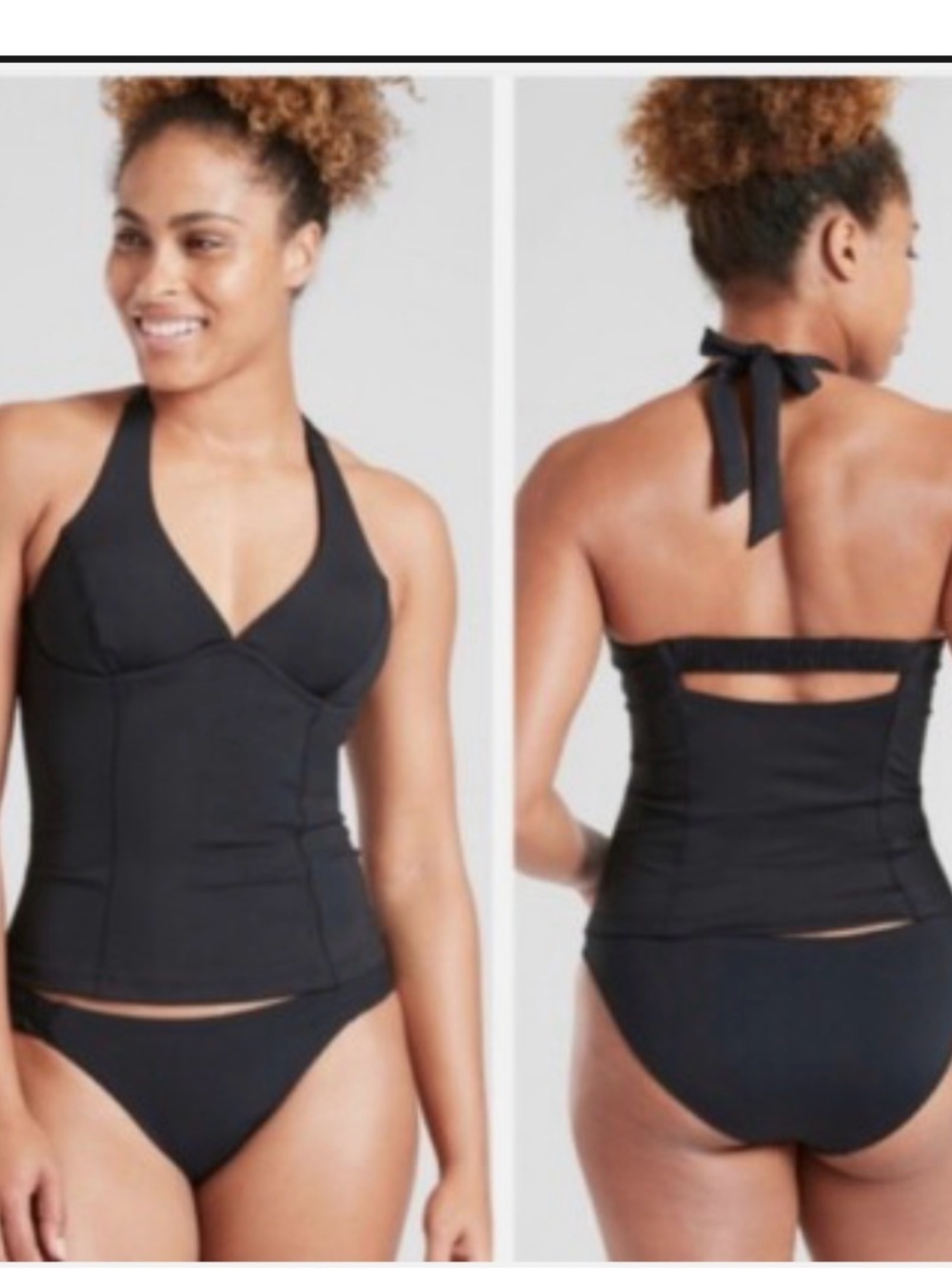Athleta Black Halter Tankini Top Women's Swim 36 d/dd black good condition
